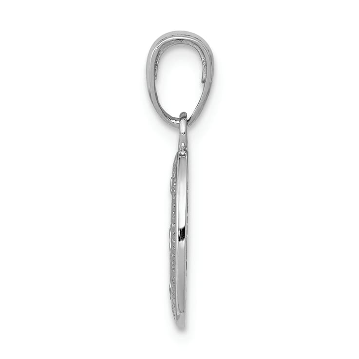 Rhodium Over 14K White Gold Miraculous Medal Charm