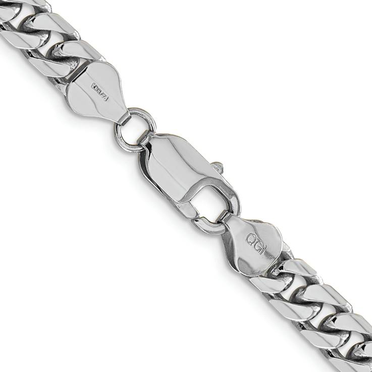 Rhodium Over 14k White Gold 6.25mm Solid Miami Cuban 20 Inch Chain