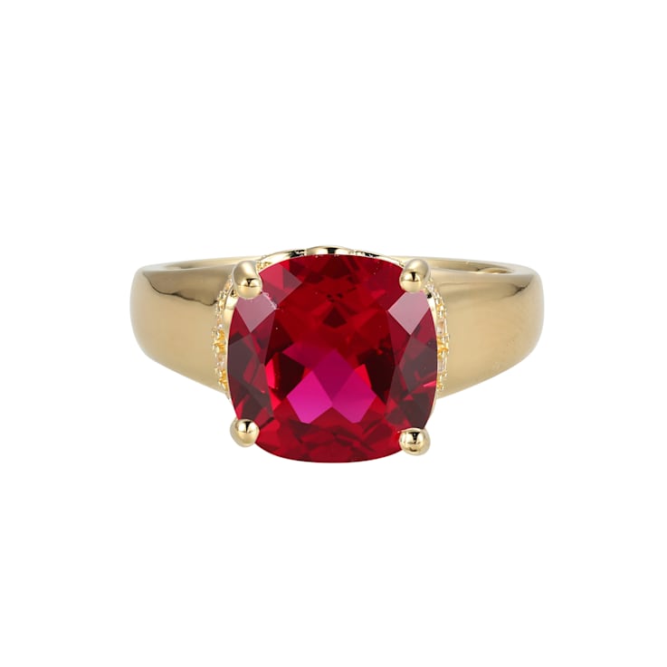 Lab Created Ruby And White Cubic Zirconia 18k Yellow Gold Over Silver
July Birthstone Ring 4.42ctw