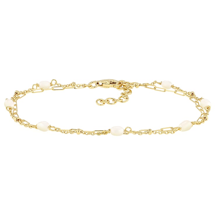 Delicate Freshwater Pearl Bracelet In 14K Gold Over Sterling Silver