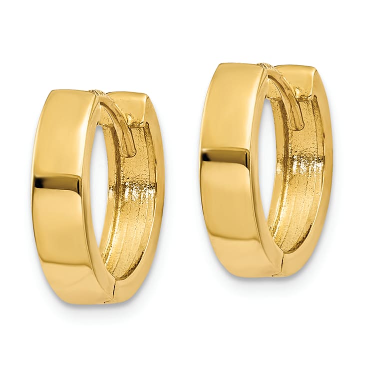 14k Yellow Gold 3/8" Round Hinged Hoop Earrings