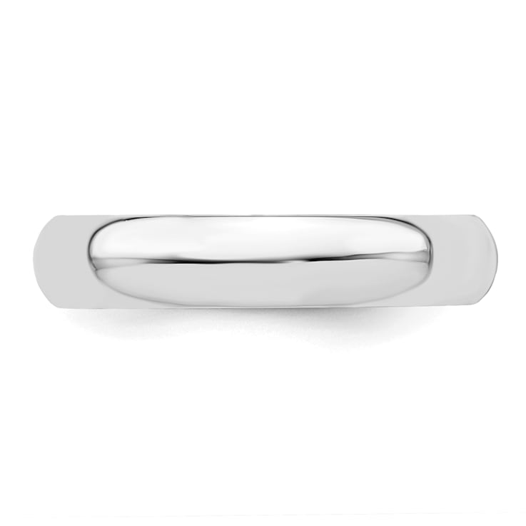 Rhodium Over Sterling Silver 4mm Half-Round Band