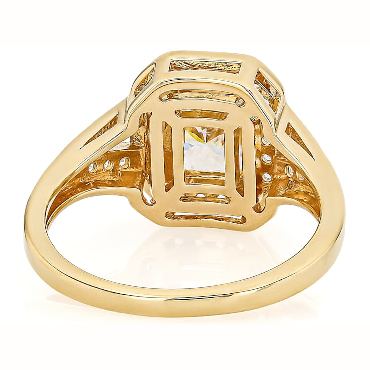 Diamond Simulant And Lab White Sapphire Ring In 18K Gold Over Sterling
Silver 2.78ctw