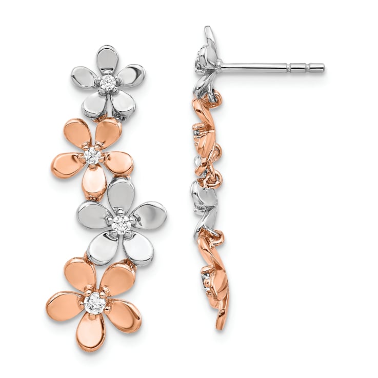 14k Two-tone Gold Diamond Dangle Earrings
