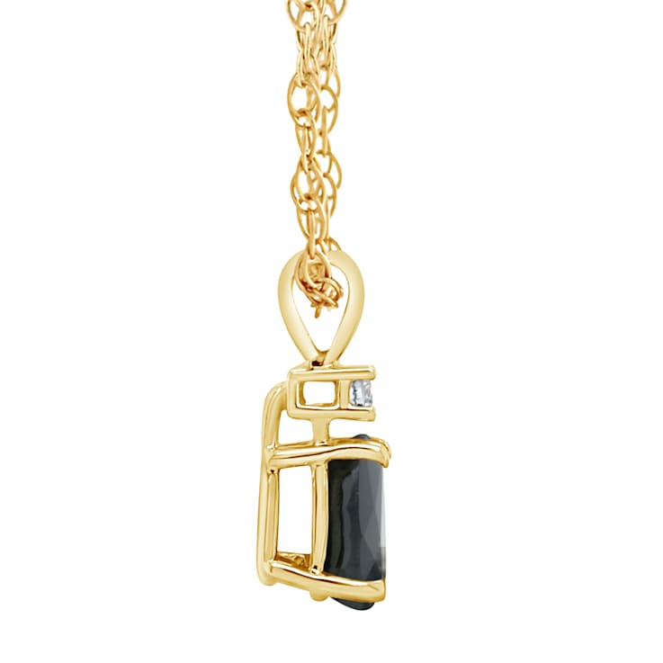 7x5mm Pear Shape Sapphire with Diamond Accent 14k Yellow Gold Pendant
With Chain