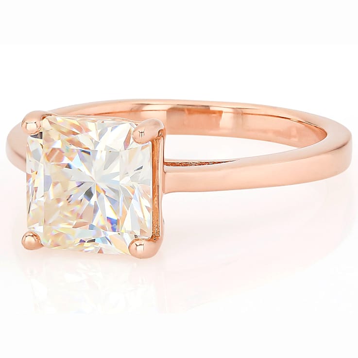 Diamond Simulant Ring In 18K Rose Gold Over Sterling Silver 3.13ct