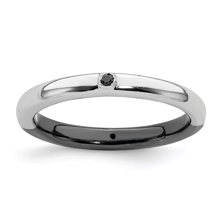 Sterling Silver Stackable Expressions Polished Half White and Black
Diamond Ring 0.044ctw