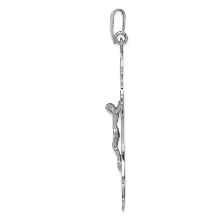 Rhodium Over 14k White Gold Crucifix Pendant