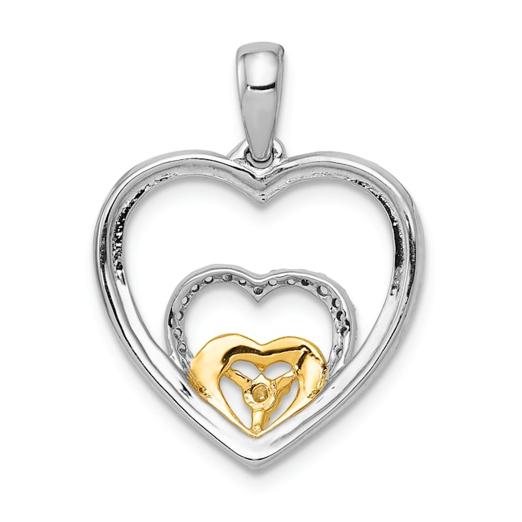 14k Two-tone Gold Diamond Triple Heart Pendant