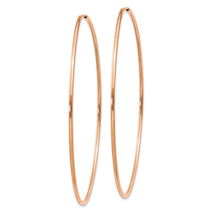 14k Rose Gold Polished 2 3/8" Endless Hoop Earrings