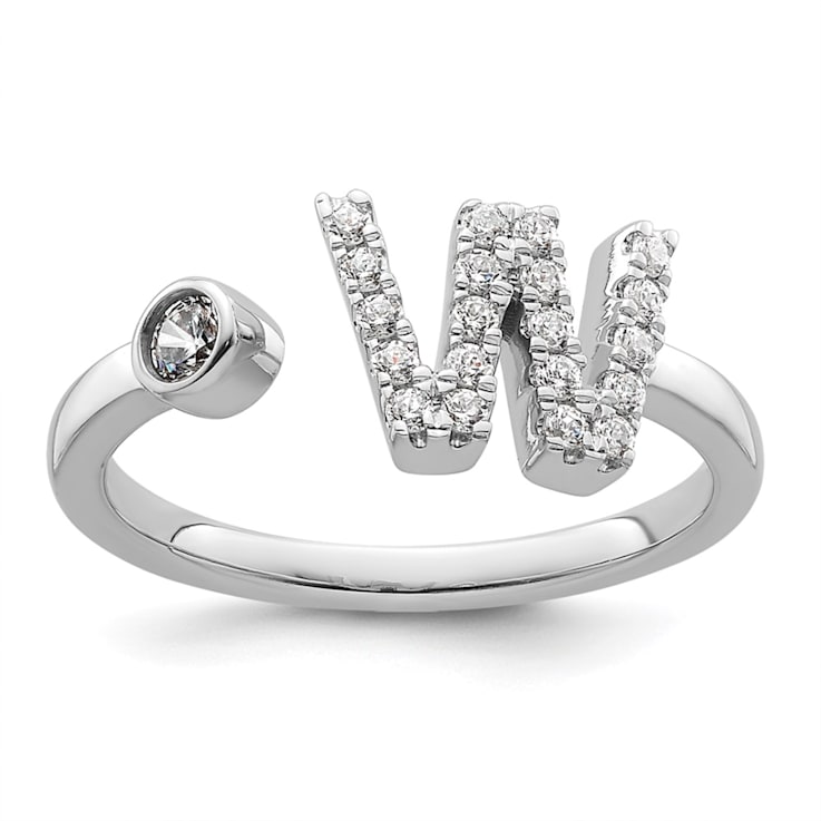 Rhodium Over 14K White Gold Lab Grown Diamond VS/SI GH, Initial W
Adjustable Ring