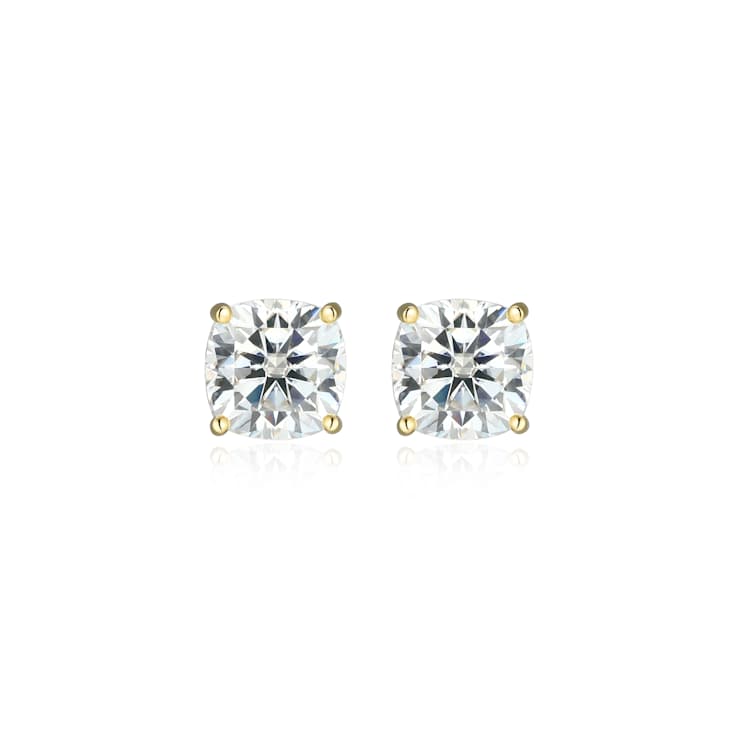 Square Cushion Cut Moissanite 14k Yellow Gold Over Silver Stud Earrings
2.60ctw DEW