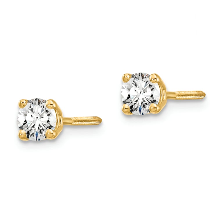 14K Yellow Gold Certified Lab Grown Diamond 1/2ct. VS/SI GH+, Screw Back Earrings