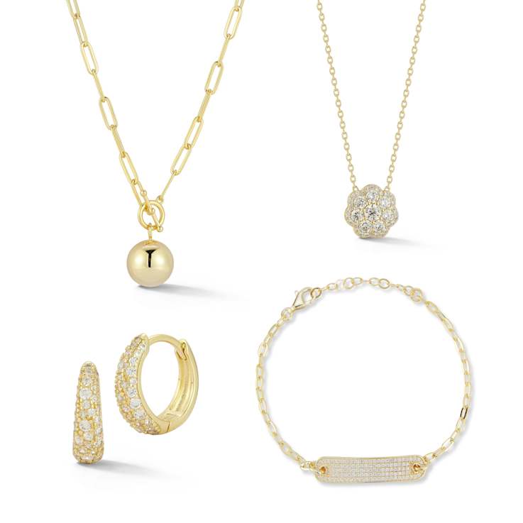 Rachel Zoe "Pave All Day" CZ 4-Piece Jewelry Set in 14K Gold
Over Sterling Silver