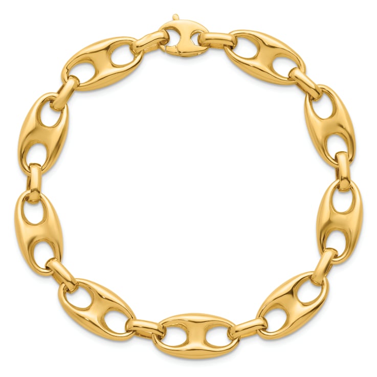 14K Yellow Gold 10mm Anchor Link 8.5 Inch Bracelet