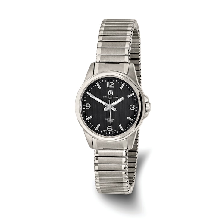Ladies Charles Hubert Titanium Black Dial Expansion Band Watch