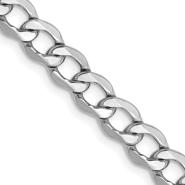 Solid Curb Chain Necklace 14K White Gold 20