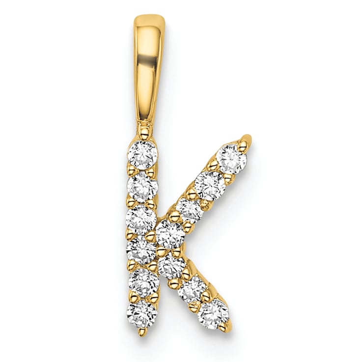 14K Yellow Gold Lab Grown Diamond Letter K Initial Pendant