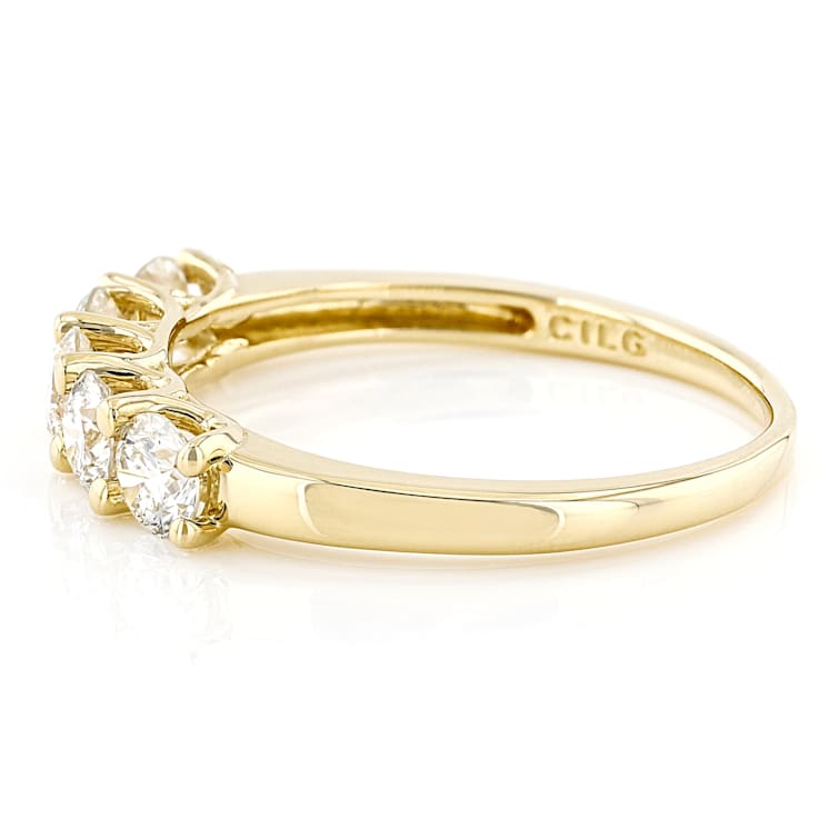 White Lab-Grown Diamond 14k Yellow Gold 5-Stone Band Ring 1.00ctw