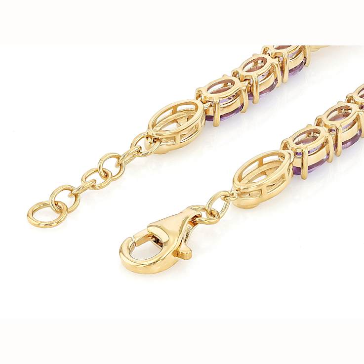 Amethyst Oval Tennis Bracelet In 18K Gold Over Sterling Silver 8.10ctw