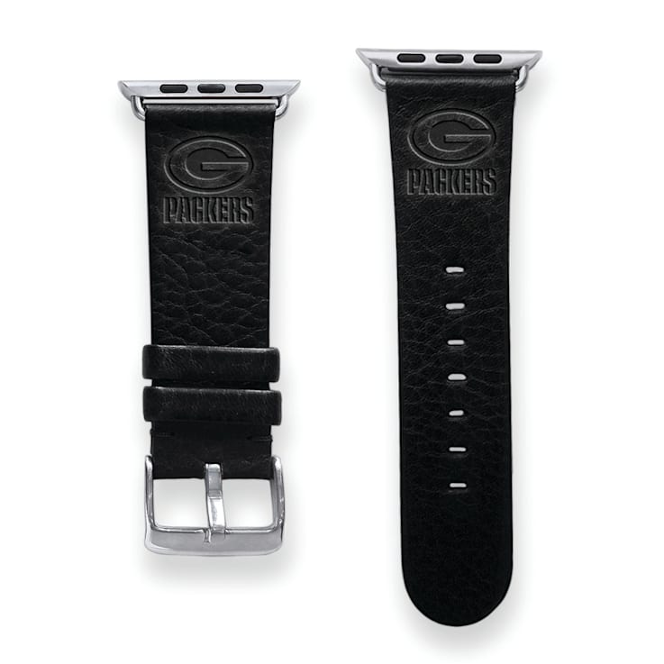 Gametime Green Bay Packers Leather Band fits Apple Watch (38/40mm S/M
Black). Watch not included.