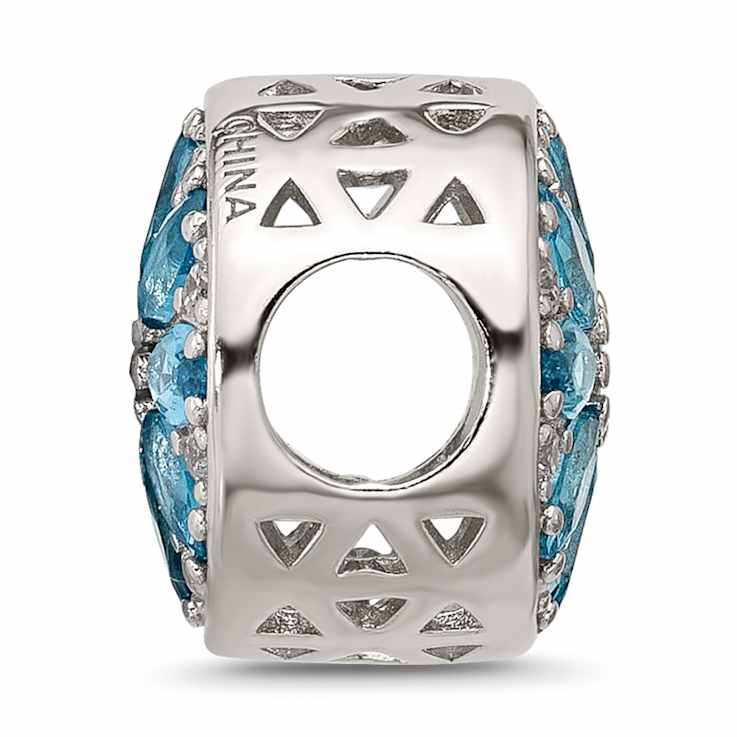 Sterling Silver Blue Spinel and Cubic Zirconia Snowflake Bead