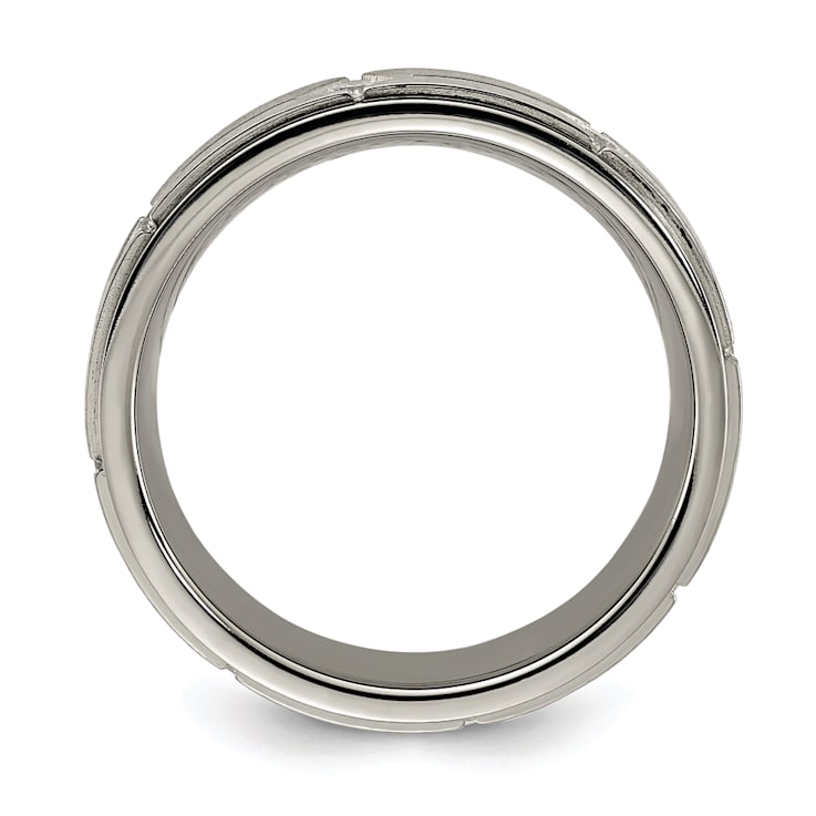 White Cubic Zirconia Titanium 7mm Men's Band Ring