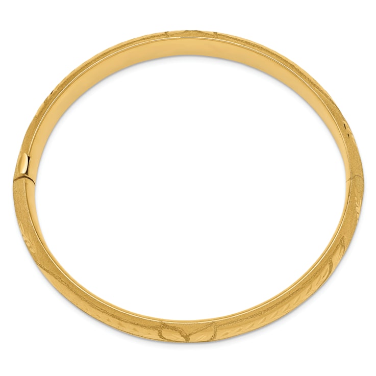 14K Yellow Gold 7/16 Florentine Hinged Bangle Bracelet