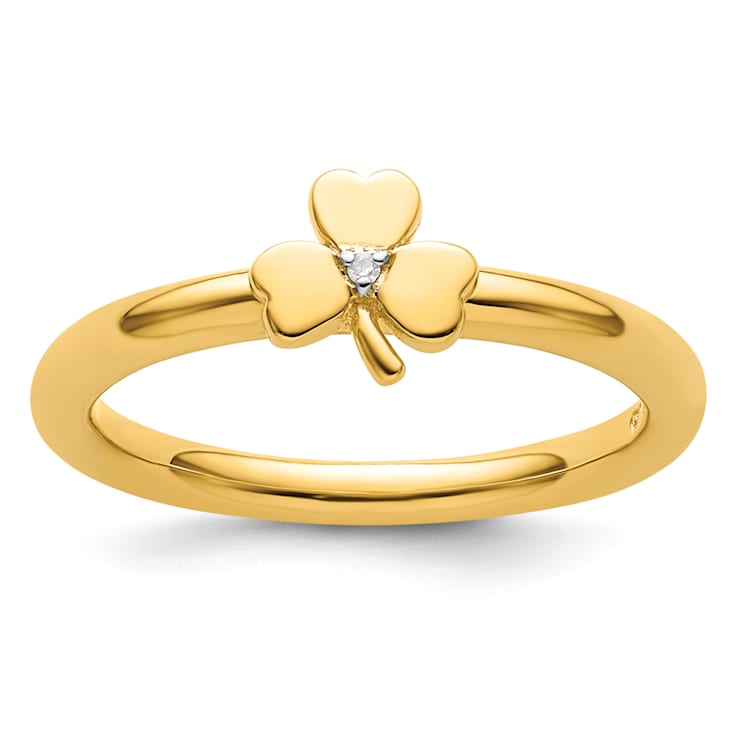 14K Yellow Gold Over Sterling Silver Stackable Expressions Diamond
Clover Ring 0.005ctw