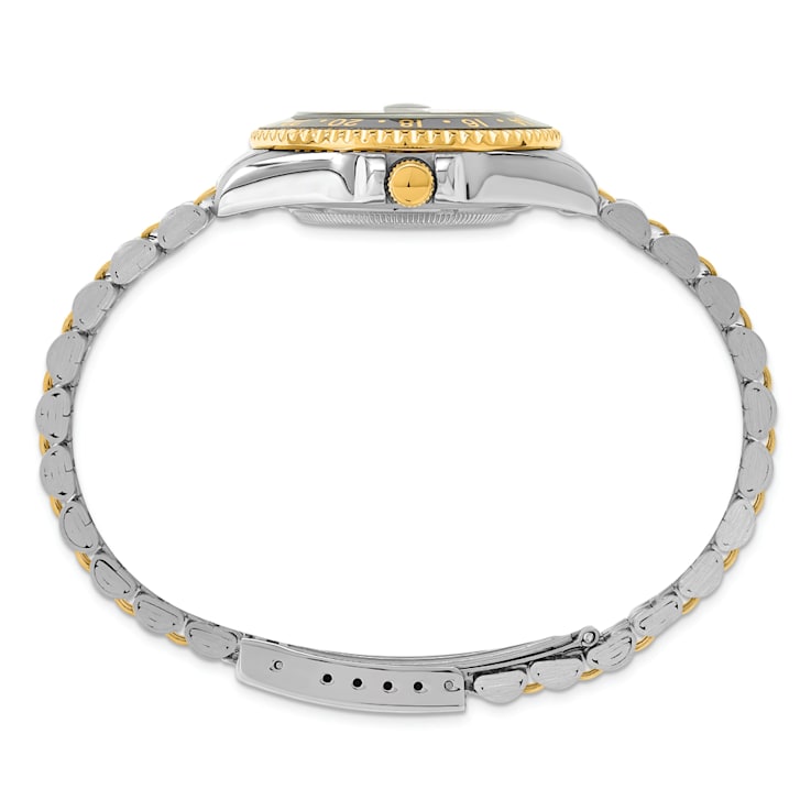 Ladies Charles Hubert Two-tone Stainless Steel Black Dial Watch