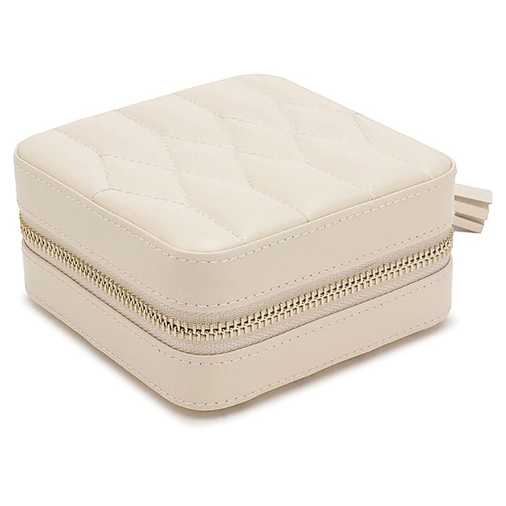 Caroline Zip Jewelry Case Ivory By Wolf