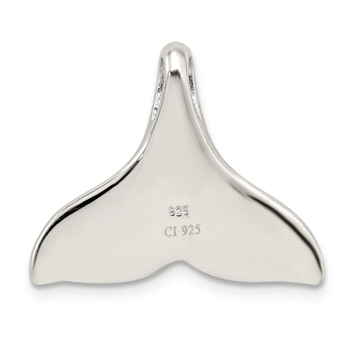 Rhodium Over Sterling Silver Lab Created Blue Opal Whale Tail Chain
Slide Pendant
