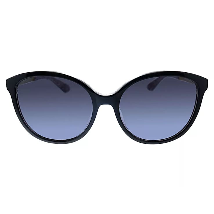 Kate Spade Karlena Black Pattern Round Frames / Gray Lenses Sunglasses