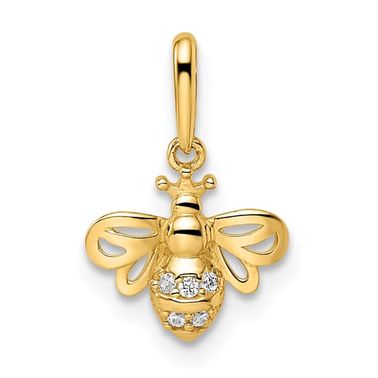 14K Yellow Gold Cubic Zirconia Bumble Bee Pendant 1DS88A