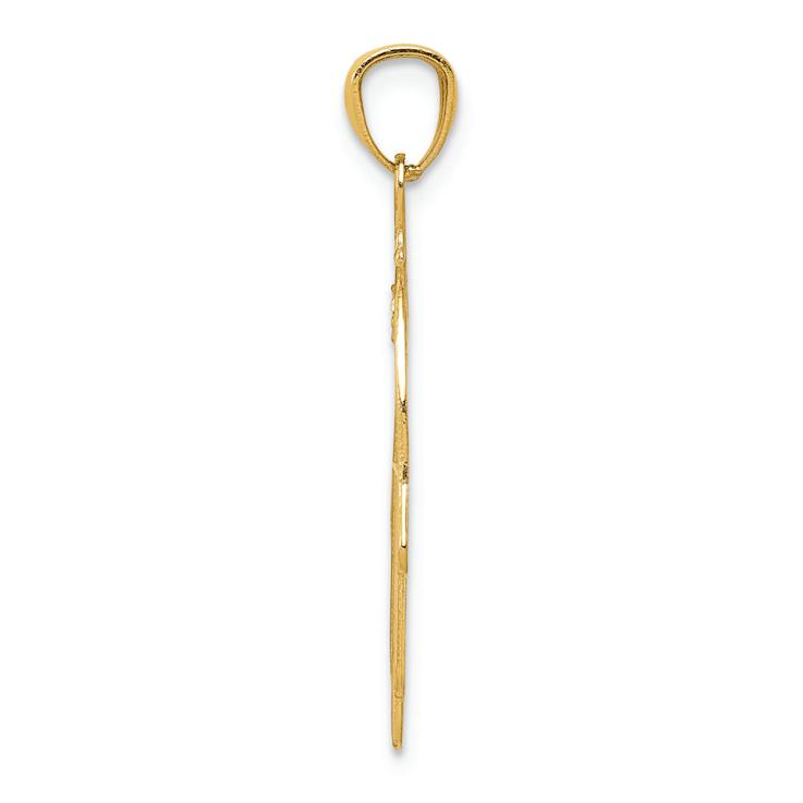 14k Yellow Gold Diamond-Cut and Textured Hand of God Pendant