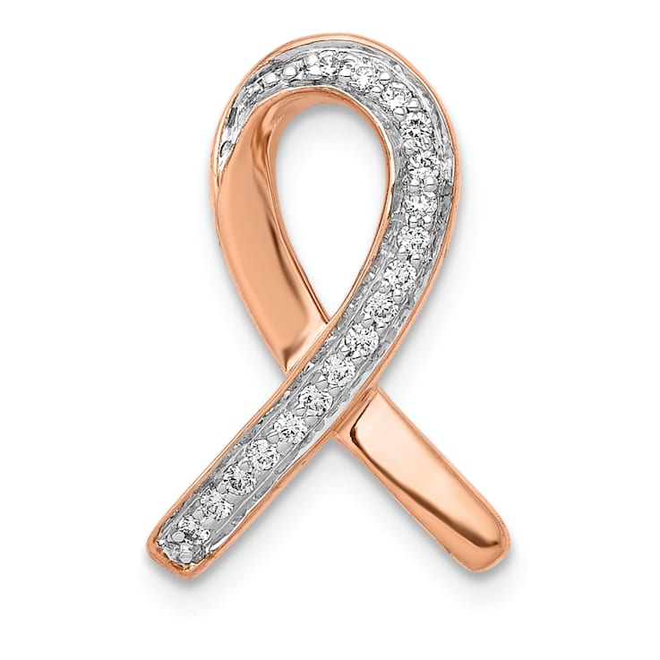 14k Two-tone Gold Diamond Awareness Chain Slide Pendant