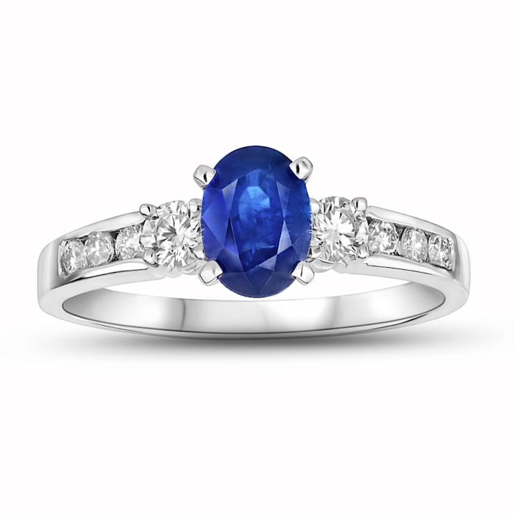 1.40ctw Oval Sapphire and Diamond Ring in 14k White Gold