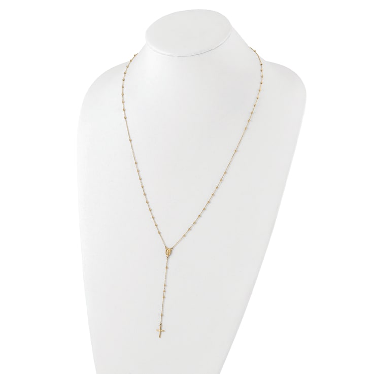14K Yellow Gold Polished Rosary Necklace