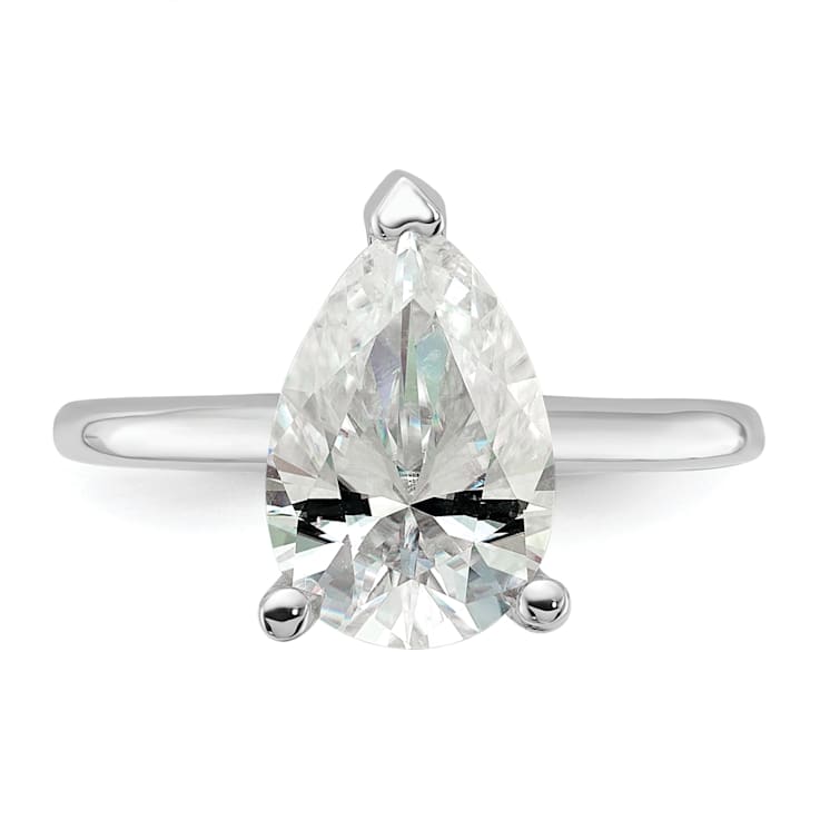 Rhodium Over 14K White Gold 3 1/2 ct. G H I True Light Pear Moissanite
Solitaire Ring