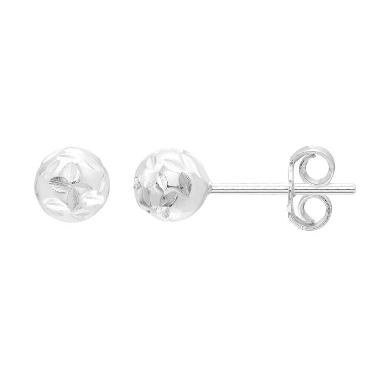 Sterling Silver Diamond-Cut Ball Stud Earrings - 5MM