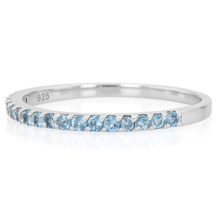 Aquamarine Band Ring In Sterling Silver