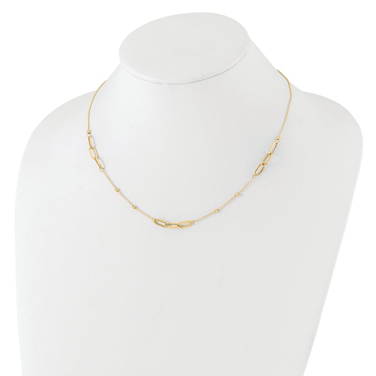 14K Yellow Gold Polished and Diamond-cut Fancy Necklace