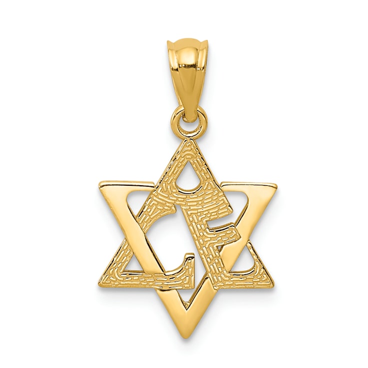 14k Yellow Gold Textured Star of David Pendant