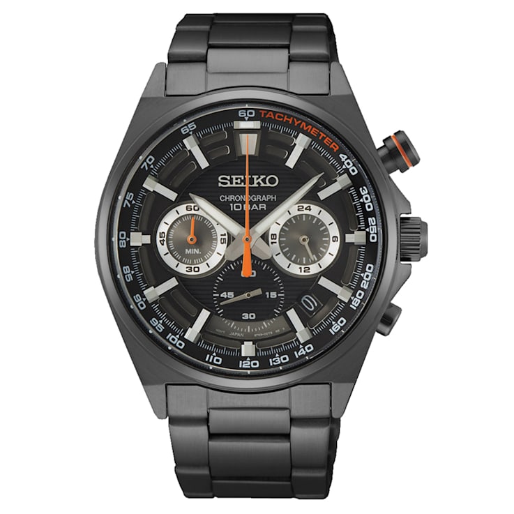 Seiko Men s Core Chronograph Black Dial Black Stainless Steel Watch