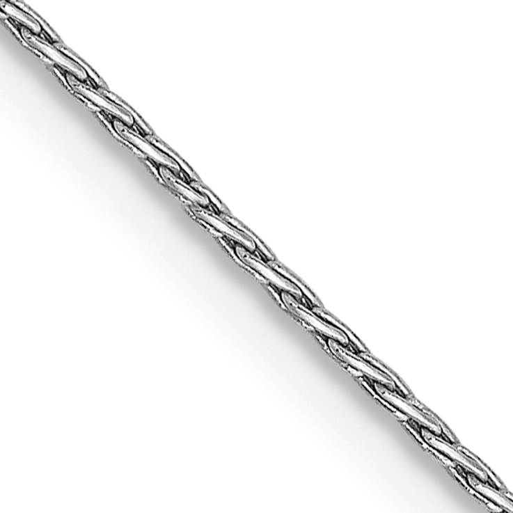 Rhodium Over 14k White Gold 0.7mm Solid Round Parisian Wheat 16 Inch Chain