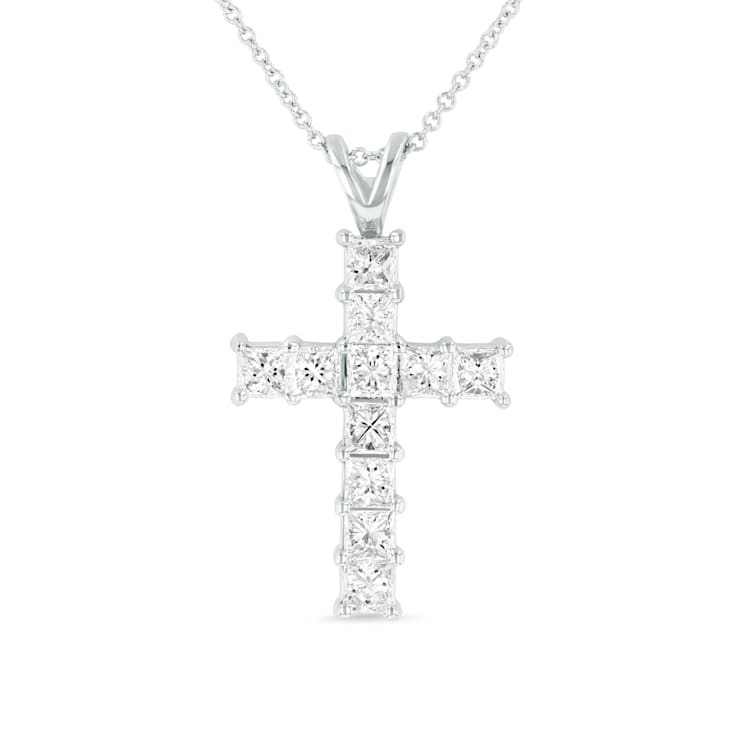 1.50ctw Diamond Cross Pendant in 14k White Gold
