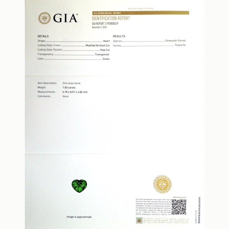Tsavorite 8.0x6.7mm Heart Shape 1.83ct