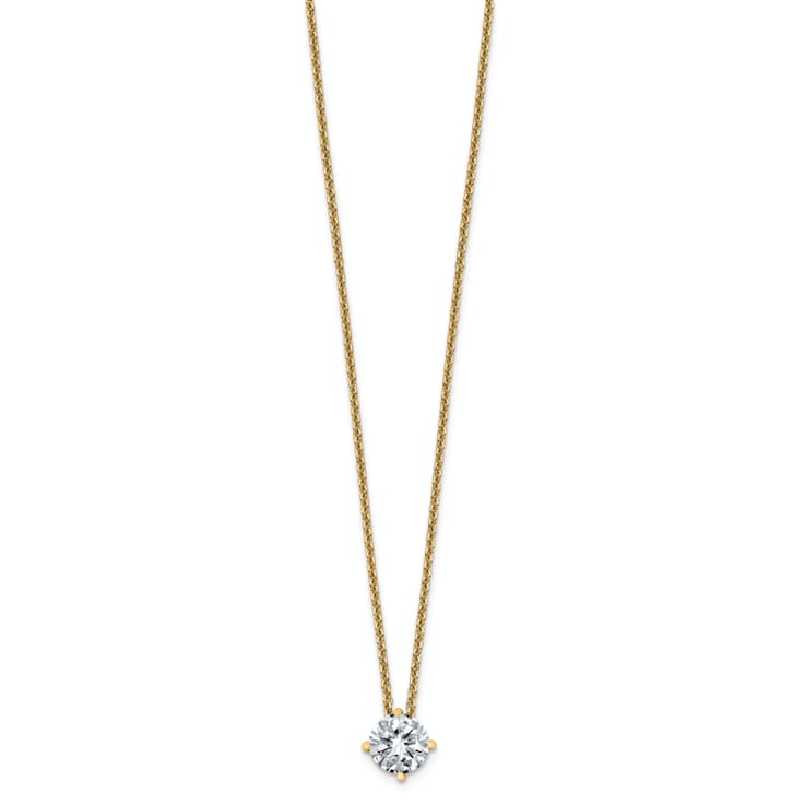 14K Yellow Gold 3/4 ct. 6.0mm Round G H I True Light Moissanite
Solitaire Pendant with Chain