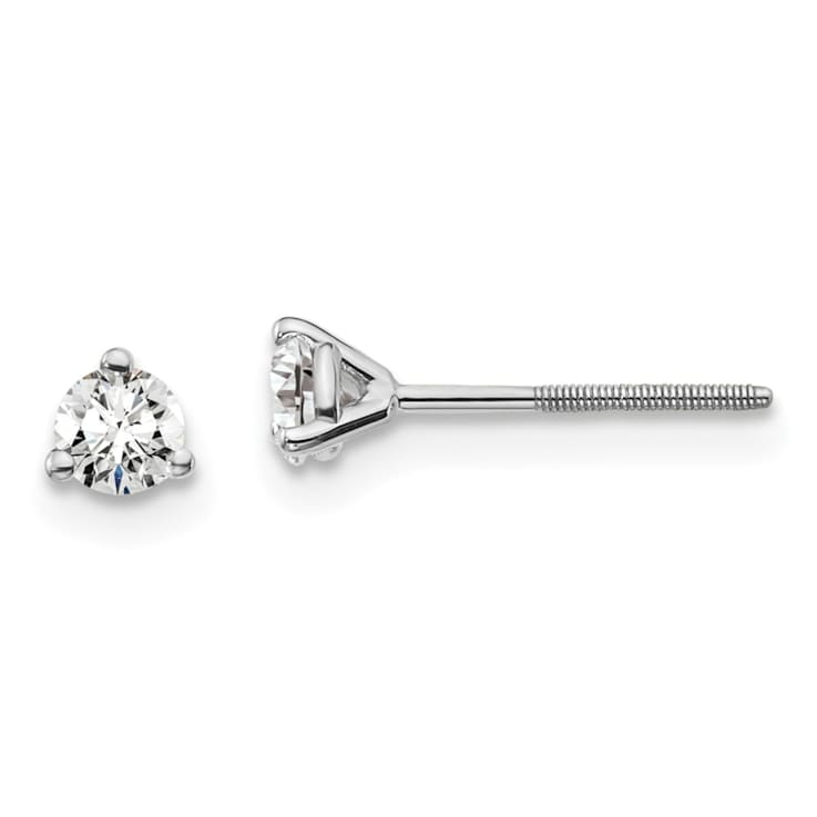 14K White Gold Lab Grown Diamond 1/4ctw VS/SI GH Screw Back 3-Prong Earrings