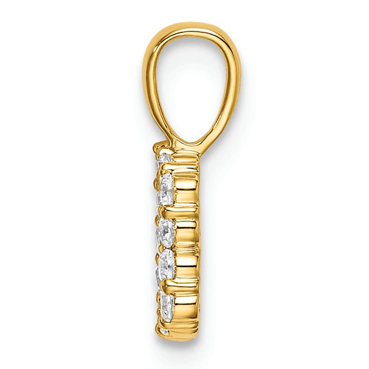 14K Yellow Gold Lab Grown Diamond Letter B Initial Pendant